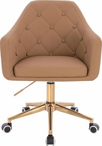 HR831K Scaun Caramel Piele Ecologica Premium Soft cu Bază Aurie