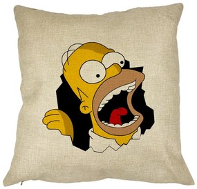 Perna Decorativa Patrata Simpsons Homer 2, 40x40 cm, Husa Detasabila, Burduf