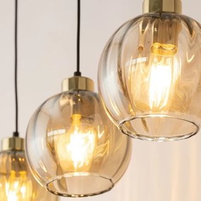 Lustră LED suspendată pe cablu DEVI 3xE27/15W/230V negru/bej fumuriu