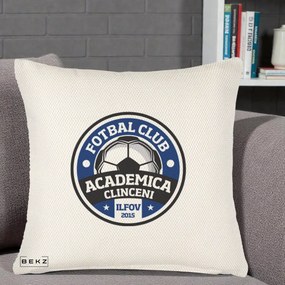 Perna Personalizata Academica Clinceni Fotbal Club, 40x40 cm, Crem Reliefat, Husa Detasabila, Perna Inclusa, BEKZ®