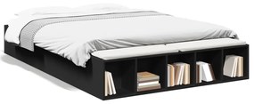 3280560 vidaXL Cadru de pat, negru, 150x200 cm, lemn prelucrat