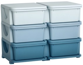 HOMCOM Comodă 6 Sertare pentru Copii cu Margini Rotunjite din PP Albastru | Aosom Romania