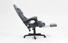 RESIGILAT- Scaun gaming, masaj în perna lombară, suport picioare, catifea, Gri