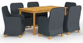 vidaXL Set mobilier de grădină, 7 piese, gri închis