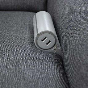 Priză electrică Sofa Box Design Light, 1 priză Schuko, 2 x USB, gri Gri, Metal/Plastic