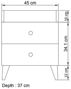 Noptiera Tango Alb 45x56x37 cm