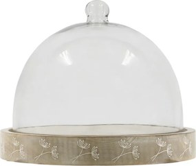 Tava din lemn de mango, cu capac din sticla, H21/D27cm, Dome