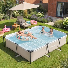 Outsunny Piscină demontabilă tubulară 316x238x66,5 cm 3700 L cu cadru metalic, plasture de reparare, fără filtru, gri | Aosom Romania