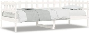 vidaXL Pat de zi fără saltea, alb, 90x190 cm, lemn masiv pin