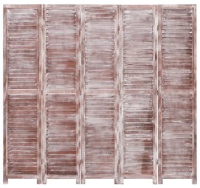 284213 vidaXL Paravan de cameră cu 5 panouri, maro, 175 x165 cm, lemn