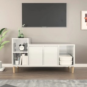 vidaXL Comodă TV, alb extralucios, 100x35x55 cm, lemn prelucrat