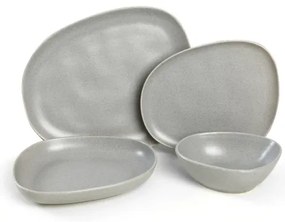 Set de veselă, 24 piese, gri, din ceramică