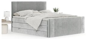 Pat boxspring gri deschis cu spațiu de depozitare 160x200 cm Bergamo – Maison de Rêve