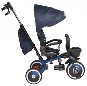 Tricicleta pliabila cu copertina NOVOKIDS™ Argon Trike , Pedale si maner pentru parinti, Scaun reversibil cu rotire 360 grade , Functie Free Wheel,