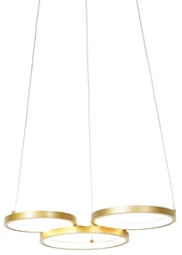 Lampă pendant aurie incluzând LED cu dimmer în 3 trepte cu 3 lumini - Rondas