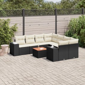 3257701 vidaXL Set mobilier de grădină cu perne, 9 piese, negru, poliratan