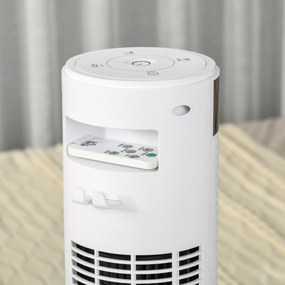 HOMCOM Ventilator de Turn cu Panou LED, 3 Viteze, 4 Moduri, 45W, Telecomandă, Alb | Aosom Romania
