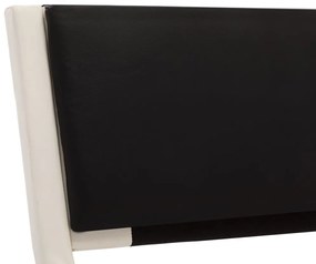 Cadru de pat cu LED, alb si negru, 90 x 200 cm, piele ecologica white and black, 90 x 200 cm