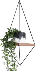 Raft WR039, nuc/negru, lemn de molid/metal, 60x15x23 cm