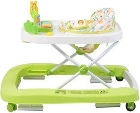 Premergator Premium reglabil in 3 trepte de inaltime NOVOKIDS™ ZooZoo Baby ,Roti silentioase din silicon, Cu melodii, Animalute, Pliabil, Verde