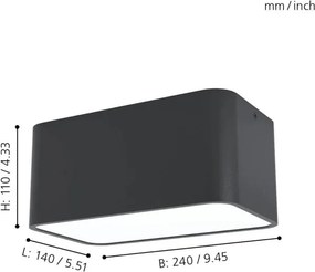 Eglo 99284 - Plafonieră GRIMASOLA, 2x E27, 28W, 230V