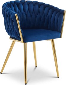 OFERTA Fotoliu de sufragerie din catifea ORION VELVET cu picioare aurii, albastru inchis calitatea a II-a