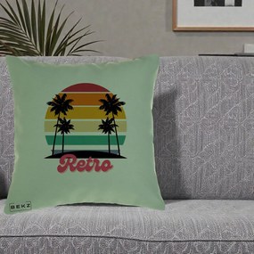 Perna Decorativa Retro Sunset Palmieri, 40x40 cm, Verde, Husa Detasabila, Perna Inclusa, BEKZ®