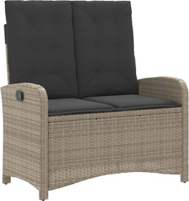 vidaXL Bancă rabatabilă de grădină cu perne, gri deschis, poliratan