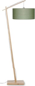 Lampadar cu cadru din bambus si abajur din tesatura in, Andes natur/ verde ANDES/F/4723/GF