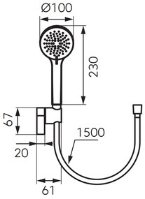 Set de dus FDesign Inula cu para dus 3 functii, furtun si sistem de prindere, negru mat