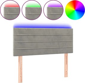 vidaXL Tăblie de pat cu LED, gri deschis, 100x5x78/88 cm, catifea