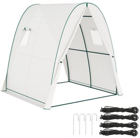 Outsunny Seră de grădină 1,8 x 1,8 x 2 m cu uși rulante și ferestre mari, seră tunel de grădină, alb | Aosom Romania