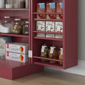 HOMCOM Dulap mobilier de bucătărie despensier 2 uși cu 5 rafturi și 12 recipiente pentru mirodenii - 60 x 30 x 104 cm - roșu | Aosom Romania