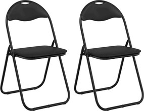 vidaXL Scaun pliant 2 pcs Negru 48 x 43,5 x 81 cm Piele artificială