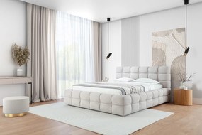 Pat tapițat Magnelio 160x200 - bej țesătură ușor de curățat Leo 03