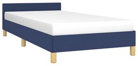 Cadru de pat cu tablie, albastru, 100x200 cm, textil Albastru, 100 x 200 cm