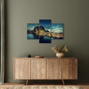 Tablou cu sat de pescari din Norvegia (90x60 cm)