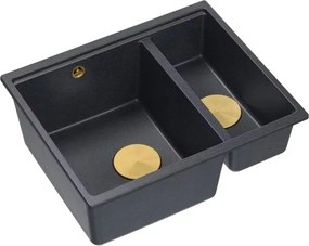 Chiuveta compozit sub blat Quadron Logan 150 negru diamant - auriu 56x46 cm