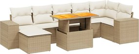 vidaXL Set canapele de grădină, 8 piese, cu perne, bej, poliratan
