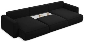 Colțar negru extensibil/cu spațiu de depozitare cu tapițerie din catifea (în formă de "U") Kapua – Makamii