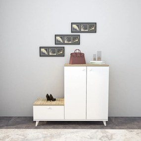 Set mobilier pentru hol Tapie (Stejar + Alb). 1072688