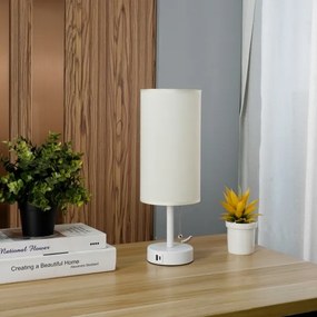 Brilagi - Lampă de masă TABLON cu port USB, 1xE27/25W/230V, alb/crem