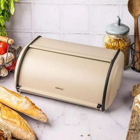 Cutie pentru paine Kinghoff KH 1754, 15x24x36 cm, Deschidere si inchidere lina, Otel, Bej