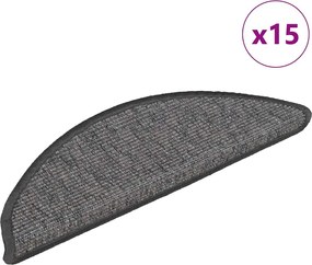 vidaXL Covorașe pentru scări, 15 buc., 56x17x3 cm, bej și gri, semirotunde