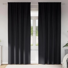 vidaXL Perdele cu perdele 2 pcs Negru 245 x 140 cm Poliester