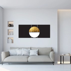 Tablou - Abstracție de aur și negru N⁰1 (120x50 cm)