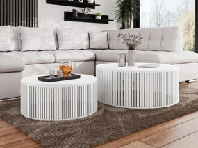 Set 2 măsuțe cafea Konezo (Alb + Alb arctic) . 1105676