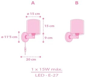 Dalber 41259 - Aplică de perete pentru copii HELLO KITTY & FRIENDS 1xE27/15W/230V, roz
