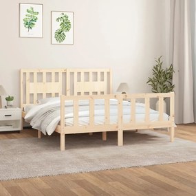3188171 vidaXL Cadru de pat cu tăblie King Size, 150x200 cm, lemn masiv de pin