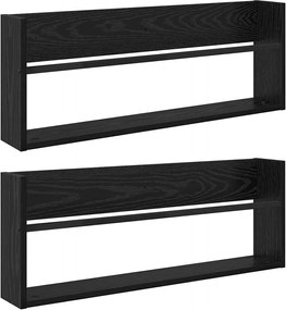 vidaXL Raft pentru reviste cu raft 2 pcs Stejar Negru 80 x 12 x 30 cm